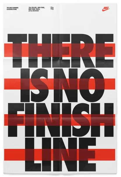 HERE IS NO FINISH LINE" Nike Poster, minimal, bold, high-contrast