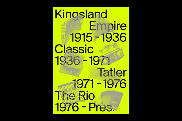 Rio Cinema poster series typography, graphic-design, brutalist, neon