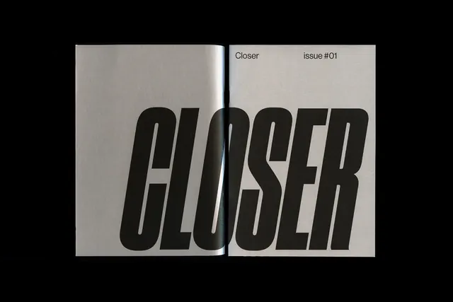 CLOSER Magazine Cover, minimal, swiss, monochrome