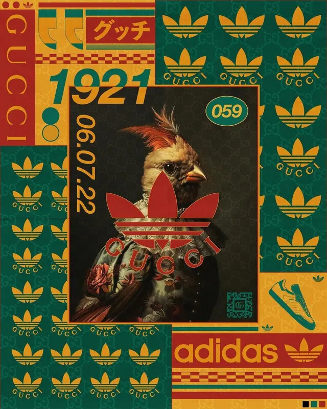 Adidas Collage Poster, maximalist, retro, vibrant