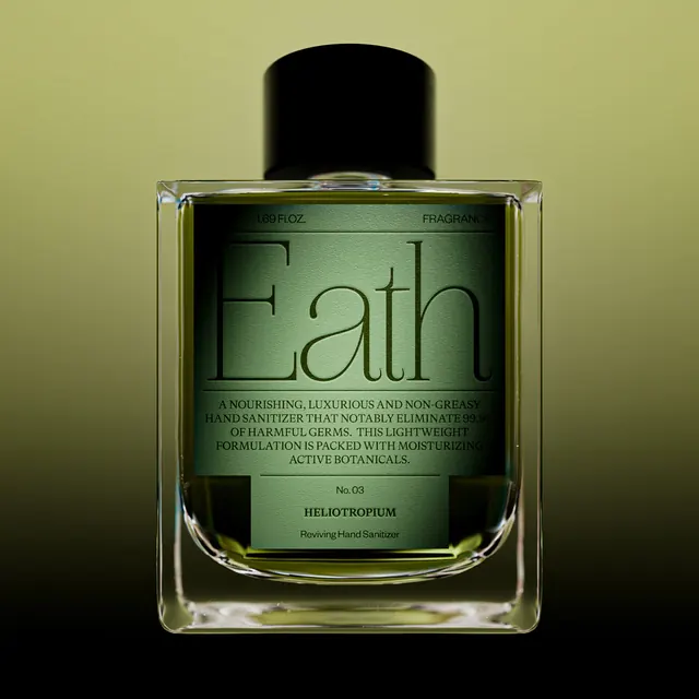 Fragrance Packaging Design in Earthy Greens, minimal, corporate-clean, earthy