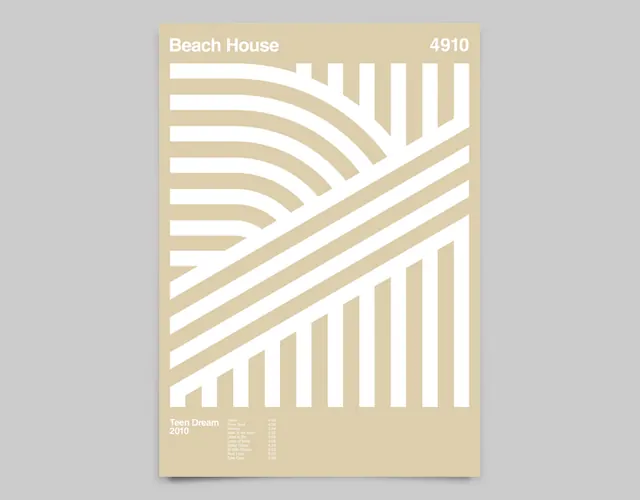 Swiss-style geometric poster with striped pattern, swiss, geometric, warm