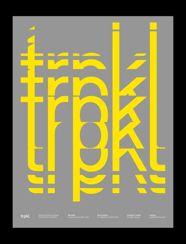 Tripkl layered yellow typography poster, bold, geometric, vibrant