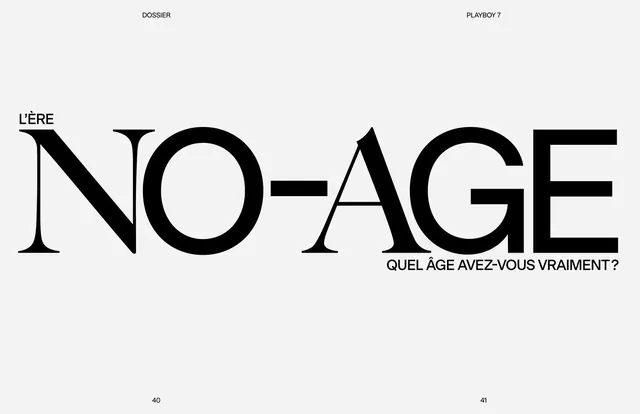 No-Age editorial spread typography, editorial, minimal, monochrome
