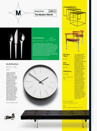 Design Primer: Modern World furniture and products page, minimal, swiss, light