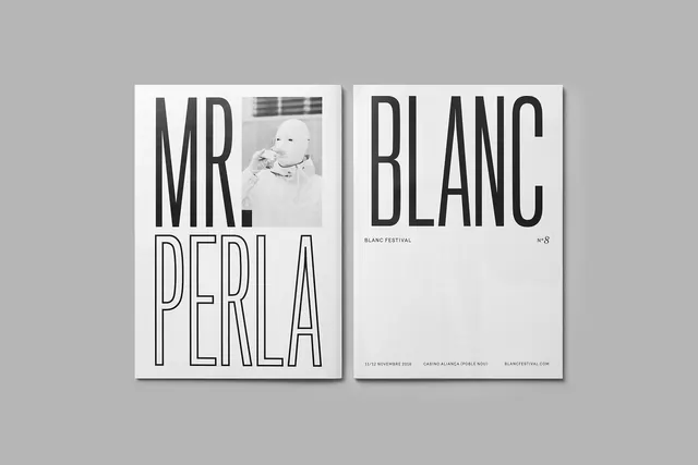 Blanc Festival magazine spread, editorial, minimal, light