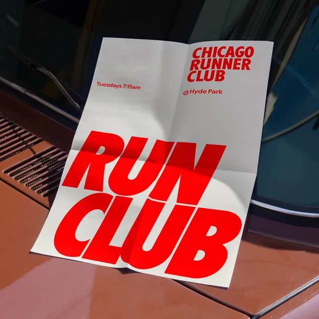 Chicago Runner Club poster, bold, geometric, dark
