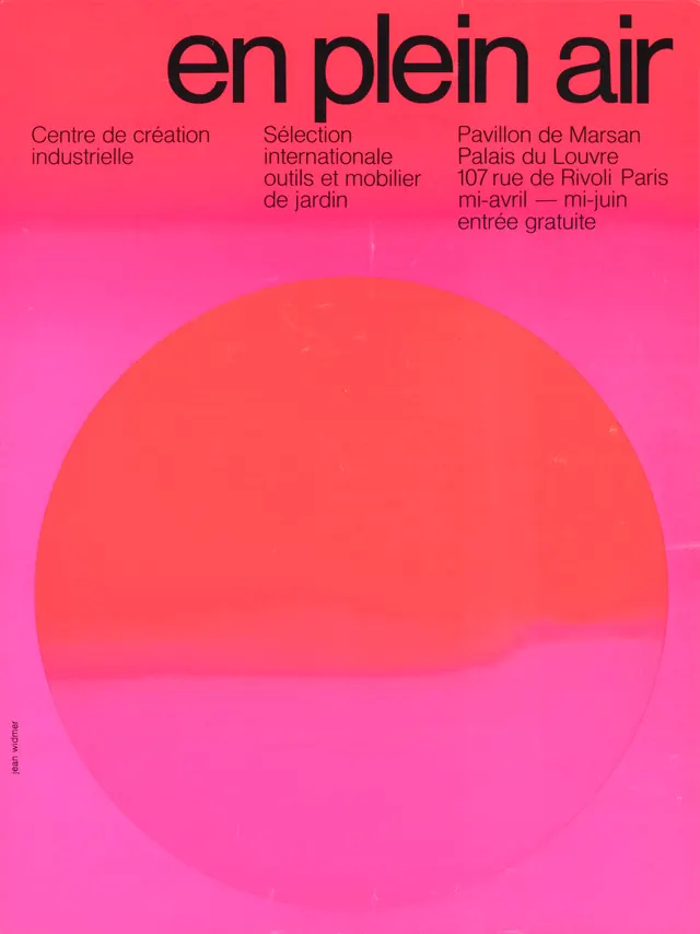 En plein air poster with geometric gradient sun, minimal, gradient-heavy, vibrant