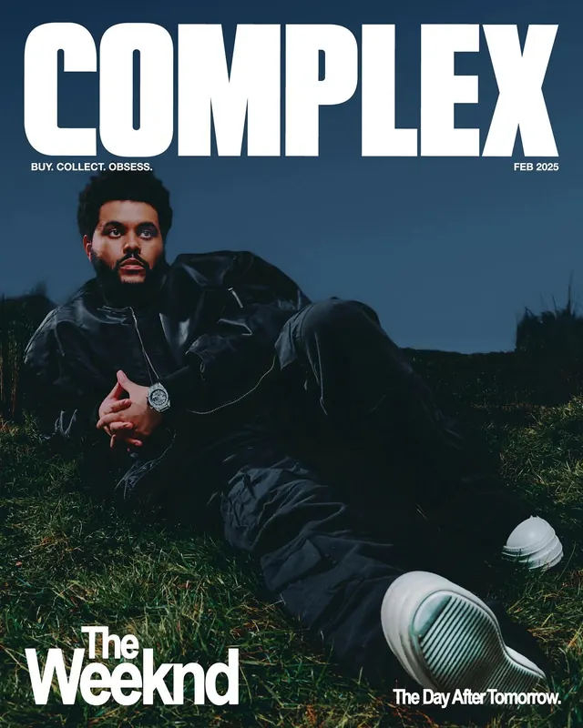 Complex magazine cover with The Weeknd, editorial, photographic, dark
