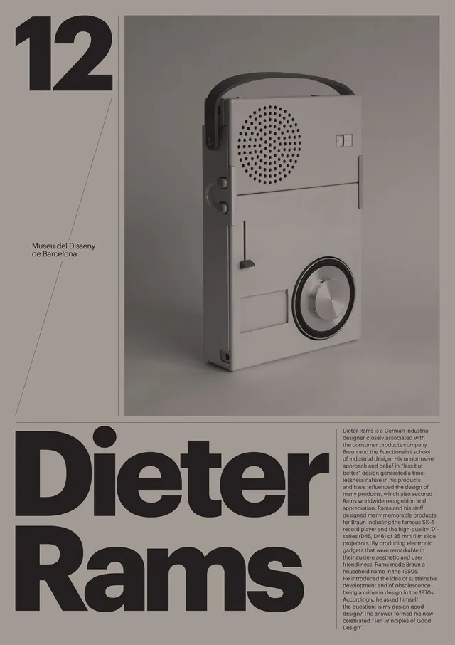 Dieter Rams exhibition design spreads, editorial, swiss, dark