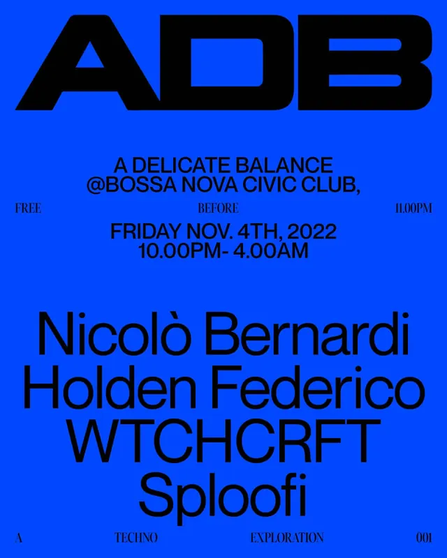 Electronic event poster with bold geometric typography, bold, geometric, vibrant