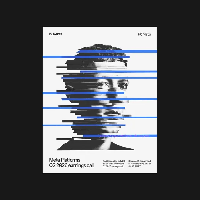 Quartr x Meta Earnings Posters, geometric, editorial, dark