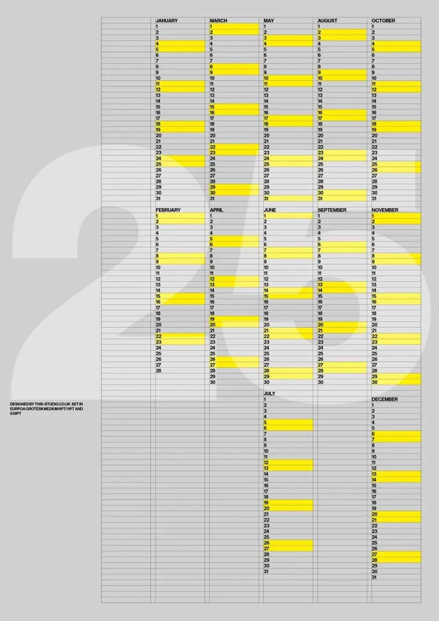 2025 Grid Calendar Poster, swiss, minimal, light