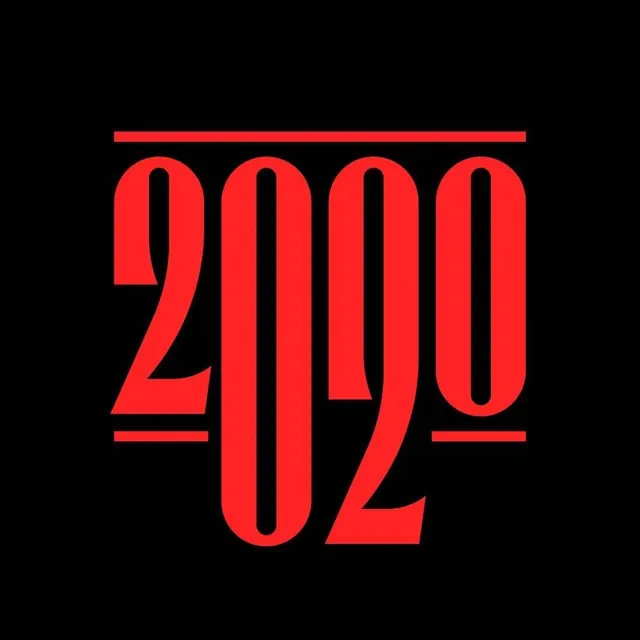 Staggered Red 2020 Typographic Poster, minimal, swiss, dark