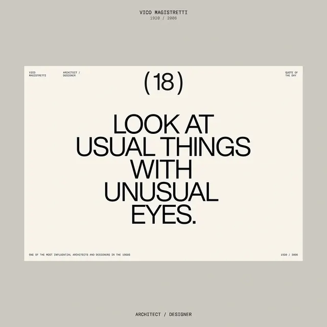 Vico Magistretti quote poster, swiss, editorial, light