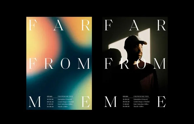 Bruma Far From Me tour posters, editorial, minimal, dark
