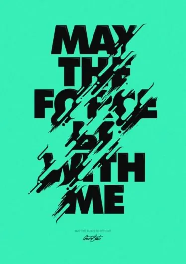 May the Force Be With Me neon poster, neo-brutalist, minimal, vibrant