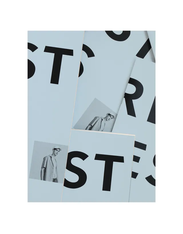 Geometric poster collage with portrait cutouts, editorial, geometric, light