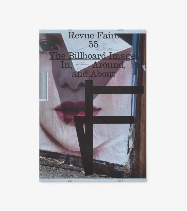 Revue Faire 55 magazine cover with geometric overlay, editorial, brutalist, dark