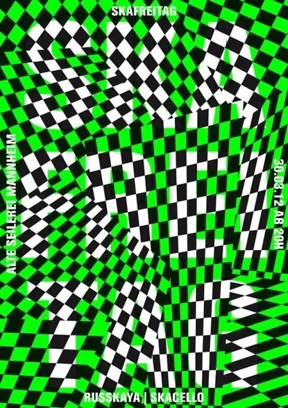 Shareitag geometric grid distortion poster, geometric, neo-brutalist, neon