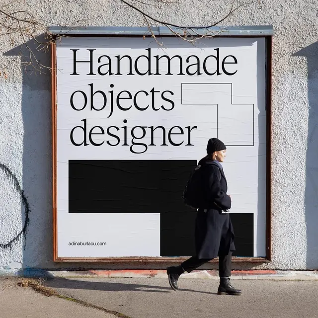 Handmade Objects Designer storefront sign, minimal, swiss, light