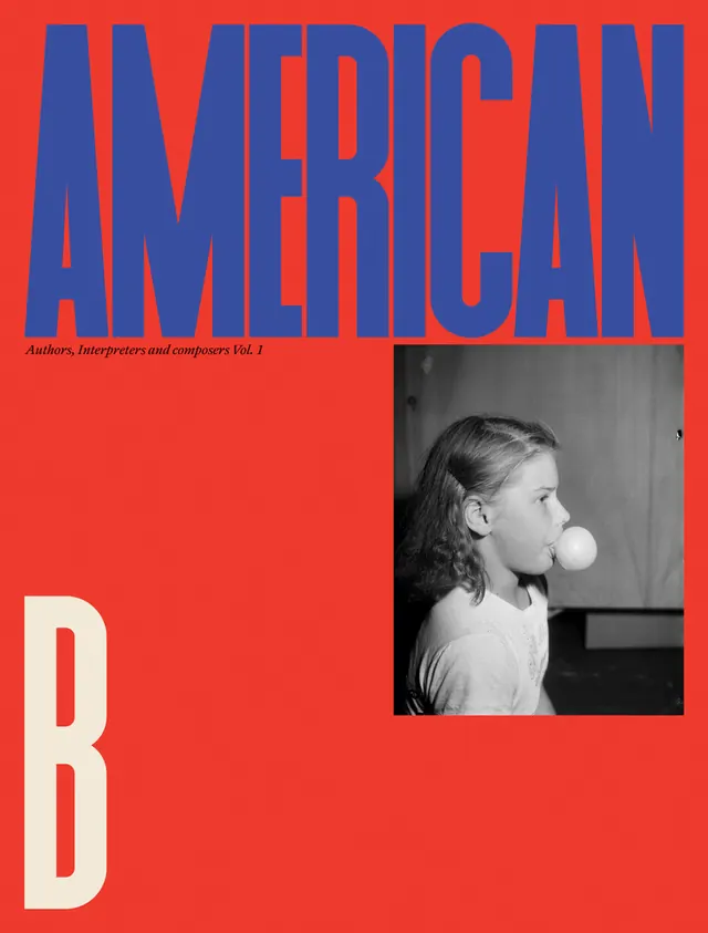 Red and navy editorial typography spread, editorial, swiss, vibrant