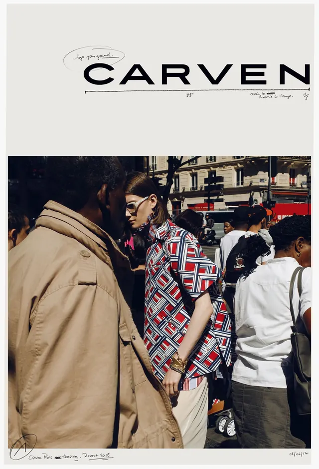 Fashion design collaboration layout with street photography, editorial, photographic, warm