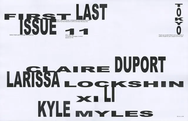 First Last issue 11 bold typographic poster, minimal, editorial, light