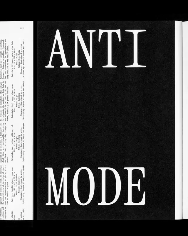 Anti Mode editorial spread, minimal, editorial, dark