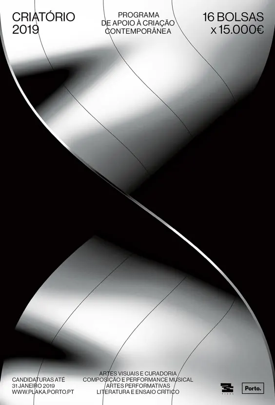 Criatório 2018 Exhibition Poster, minimal, technical, dark