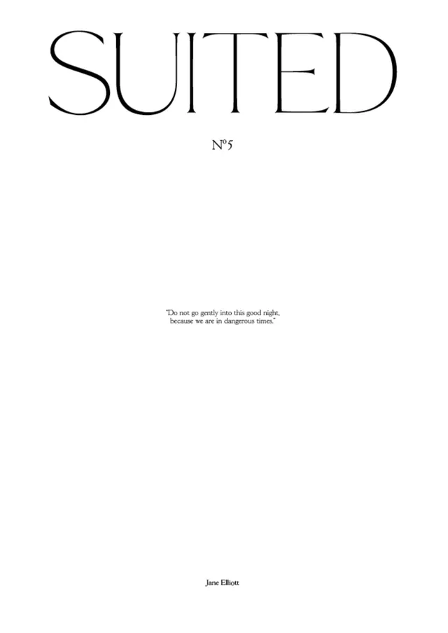 Suited magazine editorial cover, minimal, editorial, light