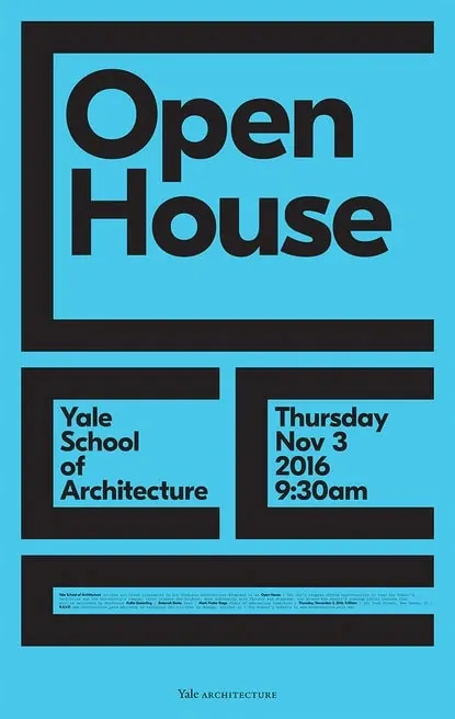 Yale Architecture open house poster, swiss, graphic, light