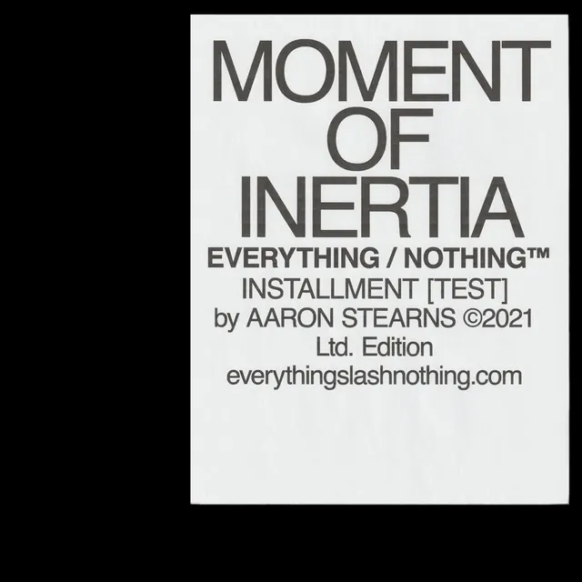 Moment of Inertia installation test poster, minimal, swiss, light