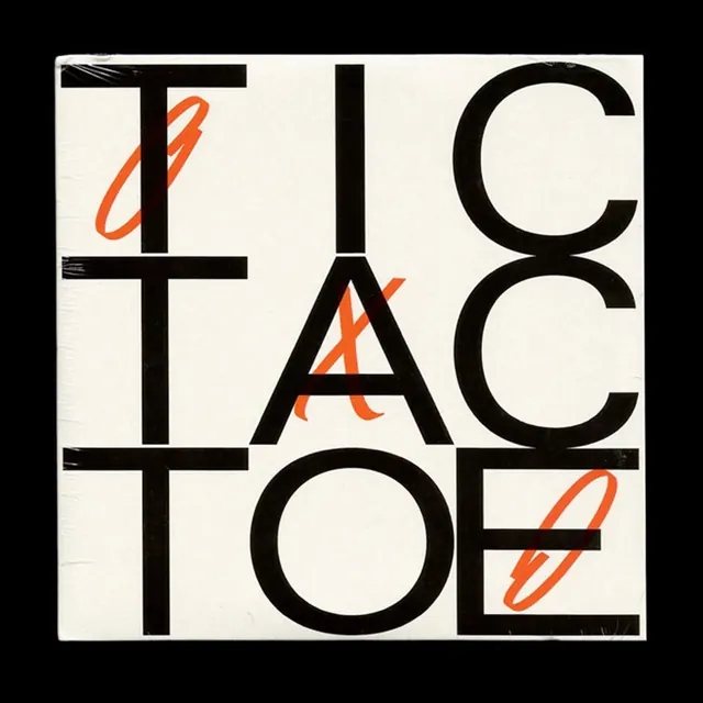 Graphic tic-tac-toe typographic composition, geometric, brutalist, light