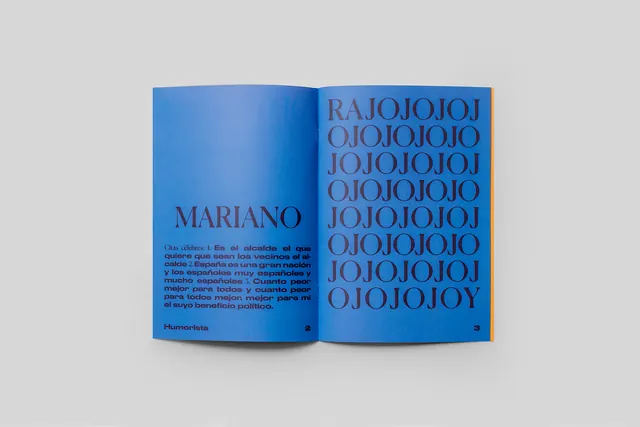 Oh! no matopeya blue editorial book spread, editorial, typography-heavy, vibrant