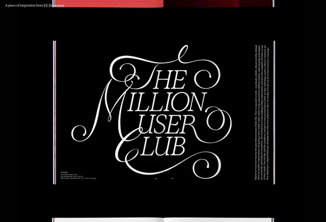 The Million User Club book cover, editorial, serif, monochrome