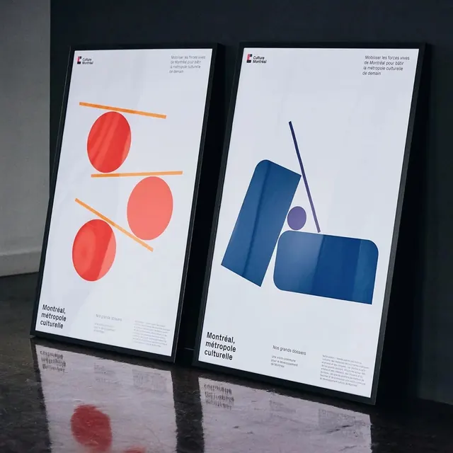 Montreal cultural branding posters, geometric, abstract, vibrant