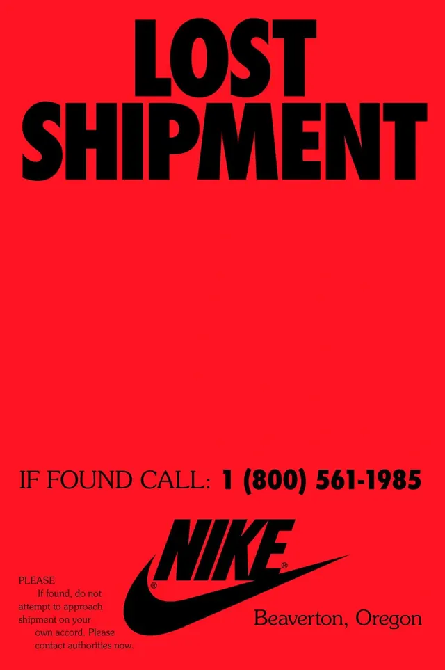Nike Lost Shipment Poster Bold Typography, bold, playful, vibrant