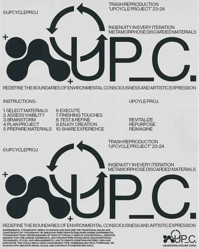 Monochrome Upcycle Project Poster with Typographic Focus, typographic, monochrome, monochrome