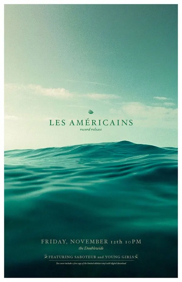 Les Americains music event poster, minimal, gradient-heavy, cool