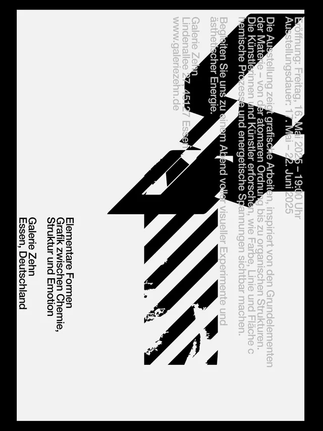 Bold editorial poster with diagonal typography and geometric lines, editorial, brutalist, monochrome