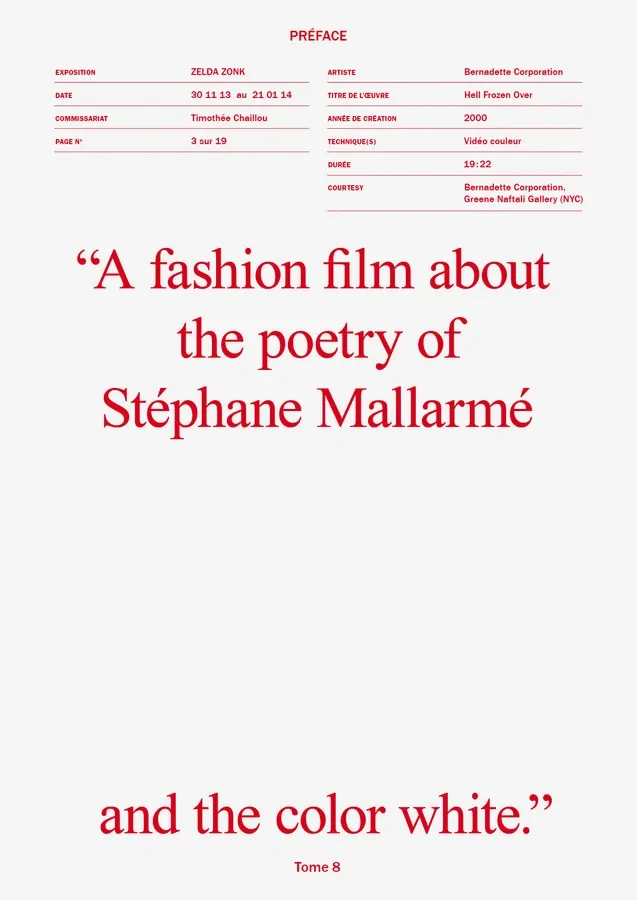 Editorial typography page with red and white text, editorial, minimal, light