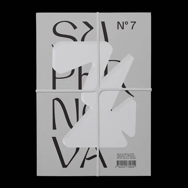 Minimal magazine issue cover with abstract type, minimal, abstract, monochrome