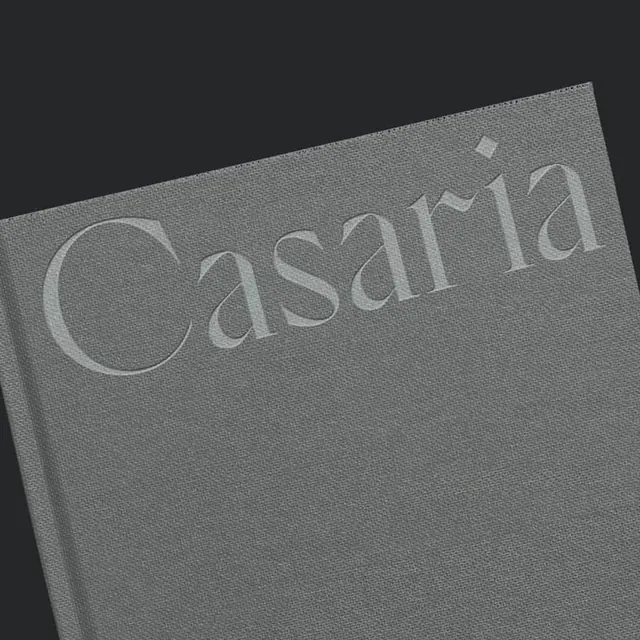 Casaria embossed cloth book cover, minimal, luxury, monochrome