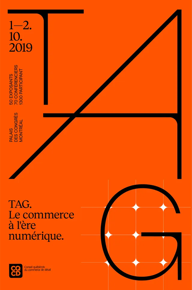 TAG Commerce Event Poster, geometric, editorial, vibrant
