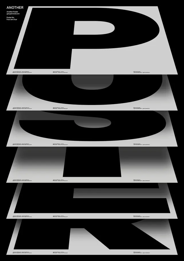 Stacked typographic posters spelling PUSH, minimal, editorial, dark