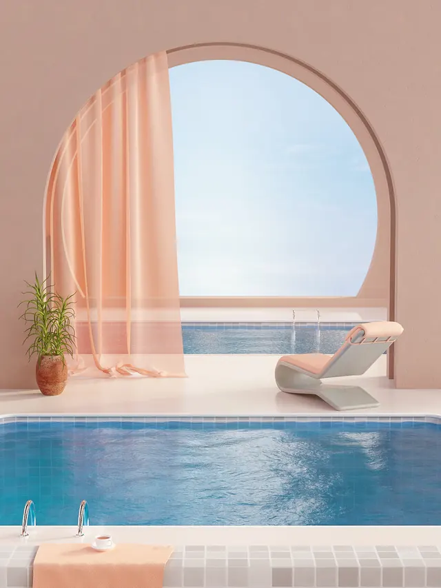 Warm travel-inspired editorial composition, editorial, luxury, warm