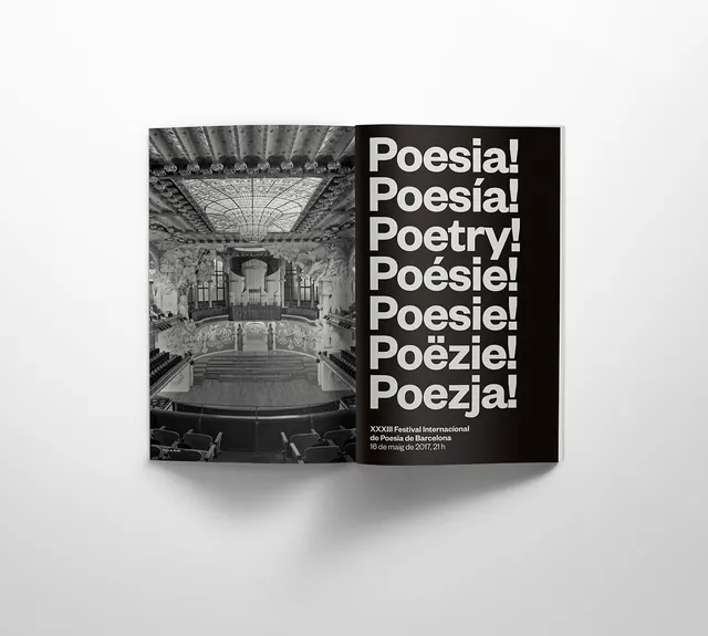 Barcelona Poetry Festival spread, editorial, monochrome, monochrome