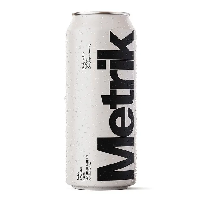 Merch brand packaging on beverage can design, minimal, technical, monochrome