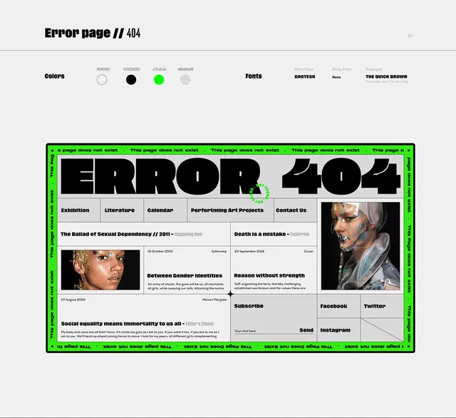 Error 404 editorial grid design, editorial, bold, dark